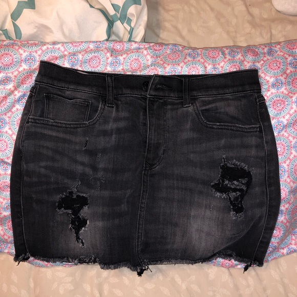 Express Dresses & Skirts - Distressed Black denim skirt